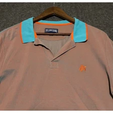 Vilbrequin polo shirt mens short sleeve Large shiny contrast collar lettering