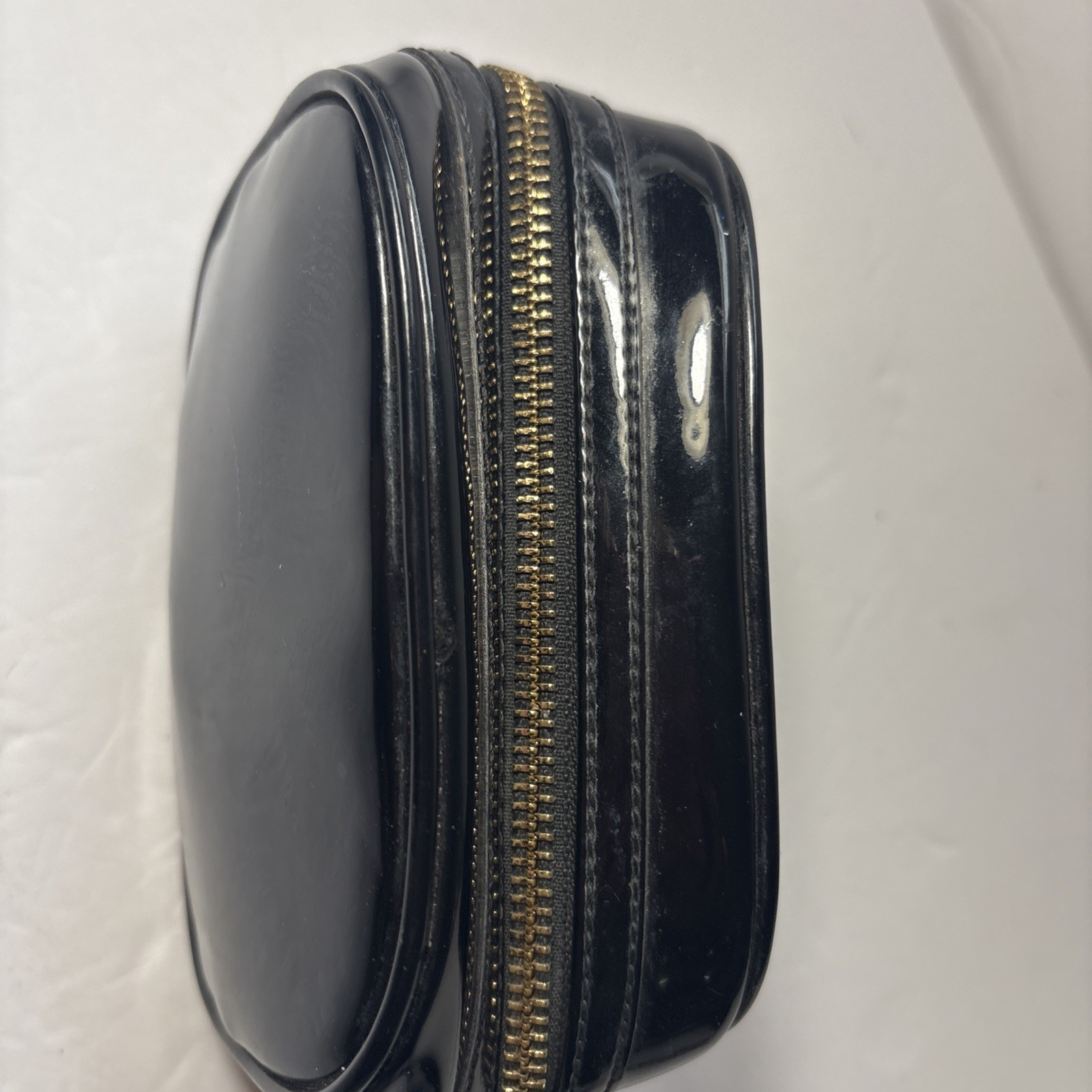 Tory Burch Black Logo Patent Leather Cosmetic Jewelry Case Makeup  Bag thumbnail 6