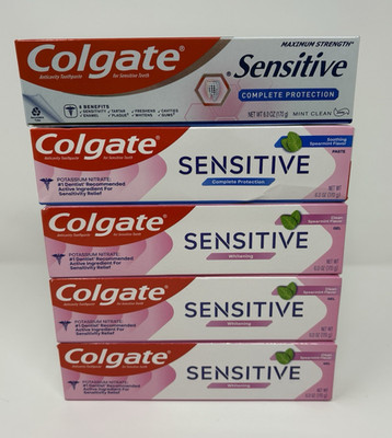 5 X COLGATE SENSITIVE 2X COMPLETE PROTECTION & 3 X WHITENING TOOTHPASTE 6oz