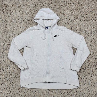 Nike Hoodie Womens Medium White Pink Dots Zip Sweatshirt Sweater Splatter  Swoosh