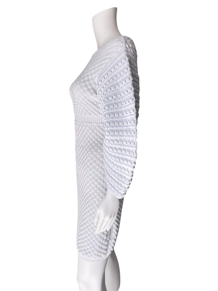 CHANEL 12P Runway Waffle Knit 3/4 Sleeve Criss-cross Dress Size FR 38 - Image 4 of 4