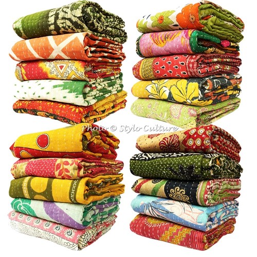 Vintage kantha Quilt Bedding Coverlet Indian Wholesale Lot Kantha Gudari Throw - Picture 10 of 12