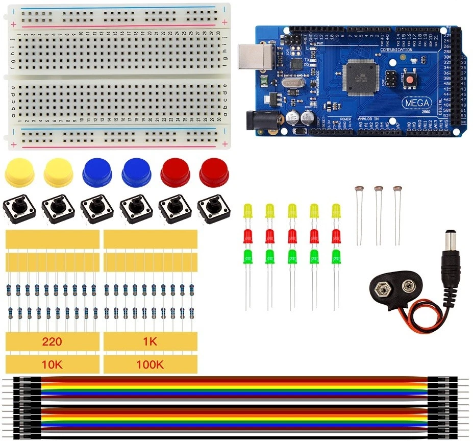Starter Kit MEGA 2560 R3 MINI Breadboard LED Jumper Wire Button for Arduino - Imagen 3 de 4