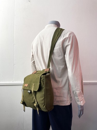 Vintage Shoulder Bag European 1970s Canvas Satchel - Picture 8 of 10