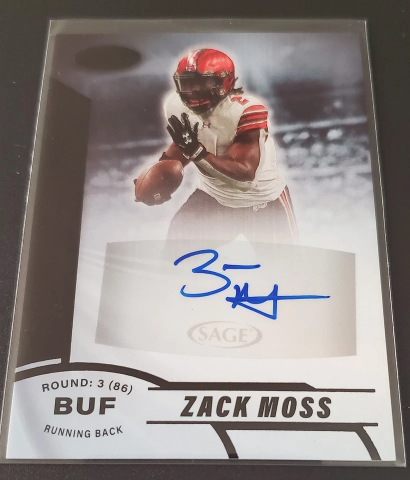 Zack Moss 2020 Sage Aspire Black #ASP-51 Rookie Auto RC Football Card Utah - Image 2 of 3