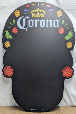 CORONA Beer Cerveza Sugar Skull Shape Wooden Menu Board Chalkboard Sign 34x23''