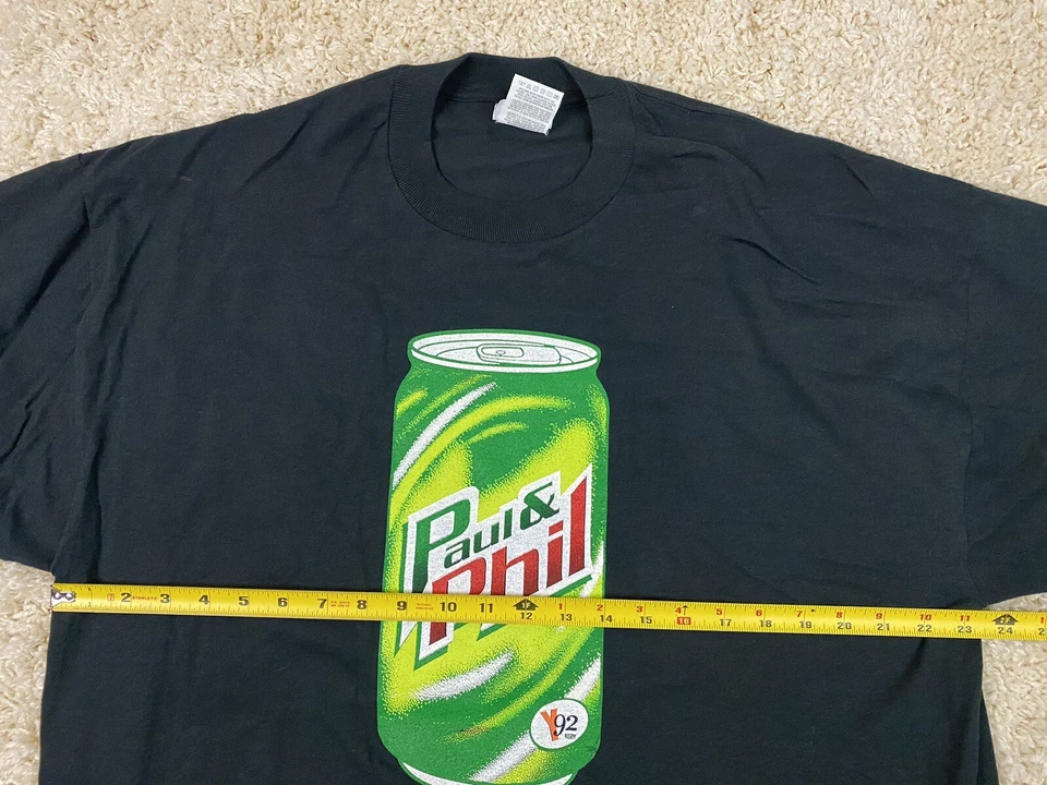 CAMISETA VINTAGE MOUNTAIN DEW PAUL & PHIL Y92 KGBY LATA DE REFRESCO PROGRAMA DE RADIO Foto 4 de 4