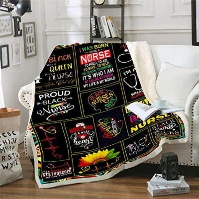 Nurse Themed Throw Blanket - Ultra Soft Flannel Gift For Nurses, 60x80 Inches, Warm & Cozy