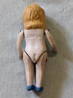 3 3/4" Bisque Girl Doll, Nude, Made in Japan, Orange hair, Blue bow and shoes — photo 2