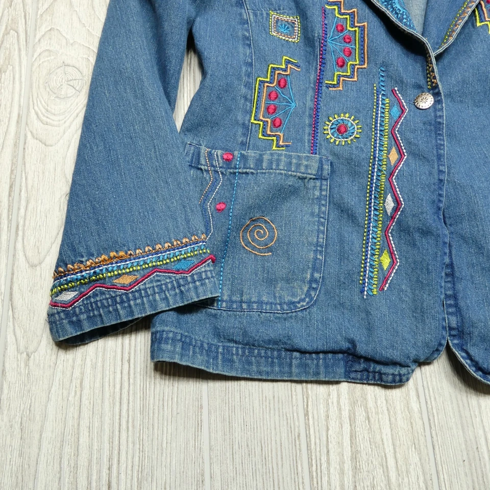 Куртка женская Blair Two Twenty размер Small синяя джинсовая с вышивкой ацтекская - Изображение 2 из 4