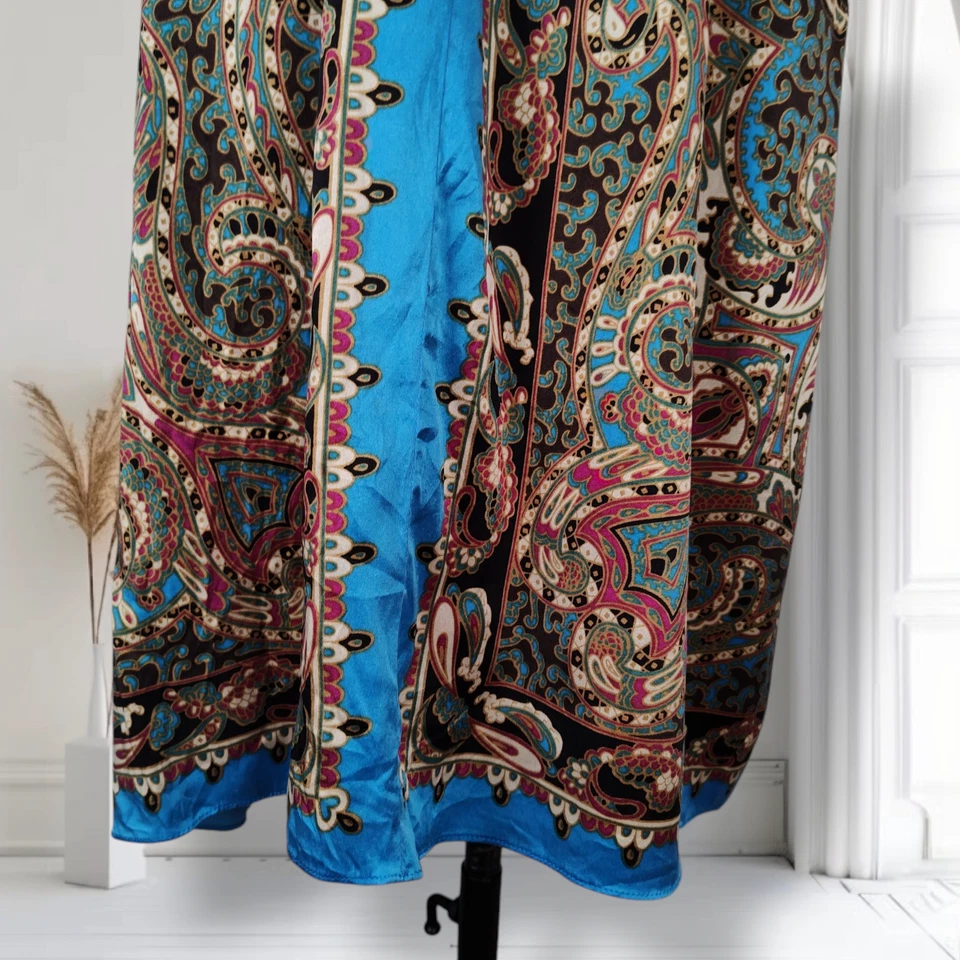 Eci Bell рукав шелковое платье размер 12 пейсли печать талии галстук длина до колена - Изображение 4 из 4