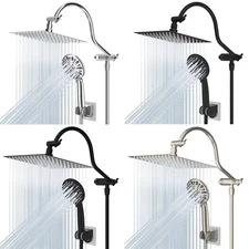 8” Rain Square Shower Head with Handheld Spray Combo High Pressure Adjustable US