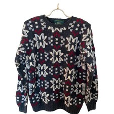 Vintage Wool Chunky Warm Ski Sweater Fair Isle Christmas Sweater Mens L