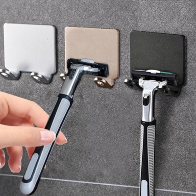 Aluminum Razor Holder Storage Hook Wall Men Shaving Shaver Shelf  Bathroom Space