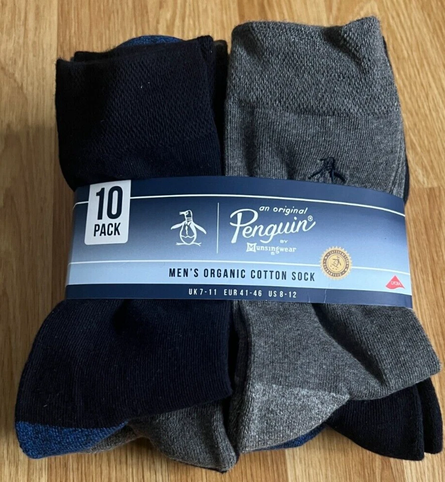 Paquete de 10 calcetines de algodón orgánico pingüino para hombre talla Reino Unido 7-11 soporte de arco confort top Foto 3 de 4