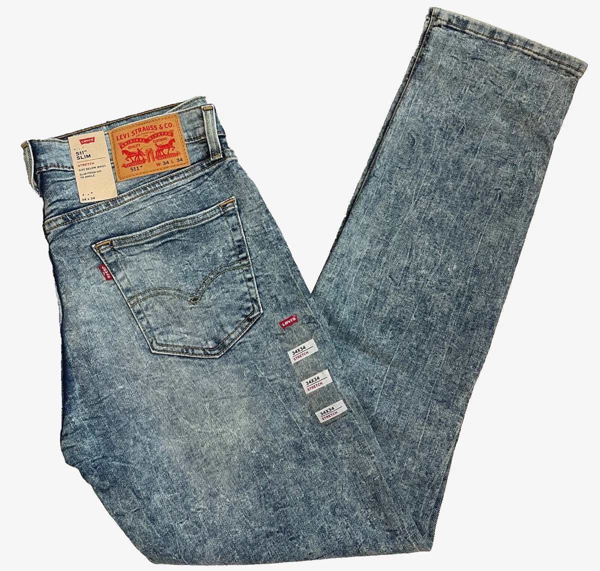 Levis 511 Mens Slim Fit Advanced Stretch Jeans 34X34 Blue W34L34
