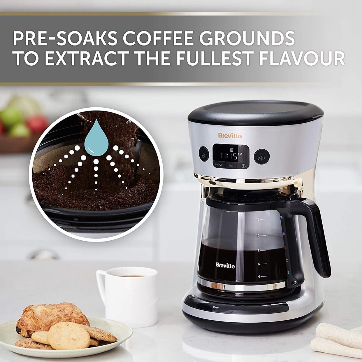 Breville Mostra Easy Measure Filter Coffee Maker Machine VCF115 Silver