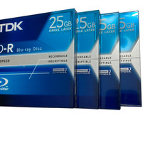 Lot of 4 TDK  BD-R Blu Disc 25GB 1-2X NEW Sealed 4 Total