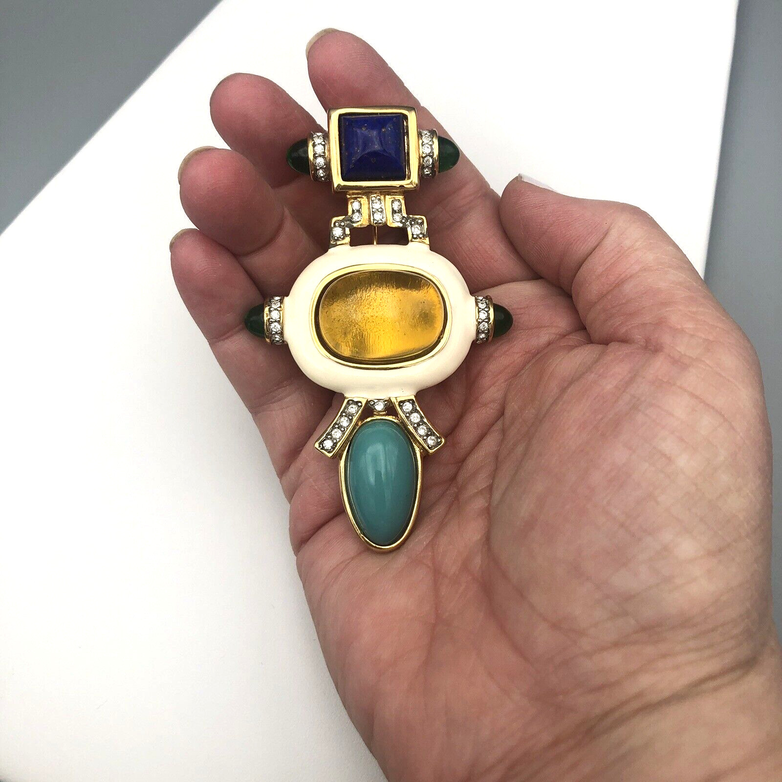 Vintage Kenneth Jay LANE KJL Brooch Gripoix Resin… - image 8