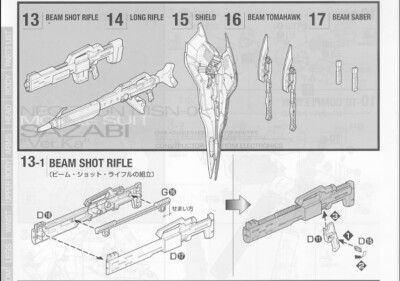 Bandai MG MSN-04 Sazabi Ver.ka Gundam Model kit WEAPONS