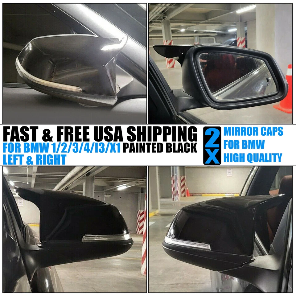PARA BMW SERIE 3 M3 F20 F21 F22 F30 F32 F36 NEGRO BRILLANTE TAPAS ESPEJOS RETROVISORES Foto 4 de 4