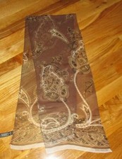 Jones New York Brown Paisley Sheer 100 Silk Oblong Scarf 52"