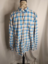 Sting Blue  Beige Plaid Button-Up Slim Fit Dress Shirt Men's Size 44