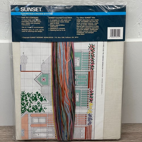 Sunset Counted Cross Stitch Kit Victorian Houses #3019 Fits 10 X 20 Frame - Picture 6 of 7