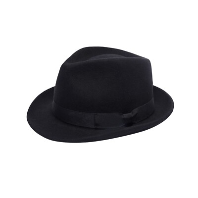 Filz Fedora Hut Unisex Federhut verstellbares Band 100% Wolle Hut Trilby Zylinderhut