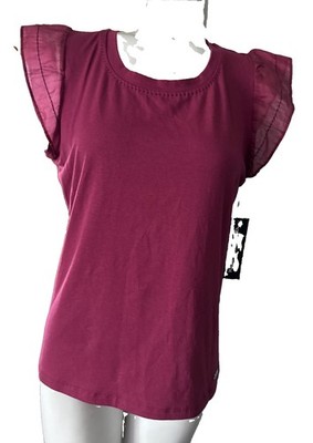 Karl Lagerfeld Paris Women s Sleeveless S Ruffle Knit Top Current L6EH7844