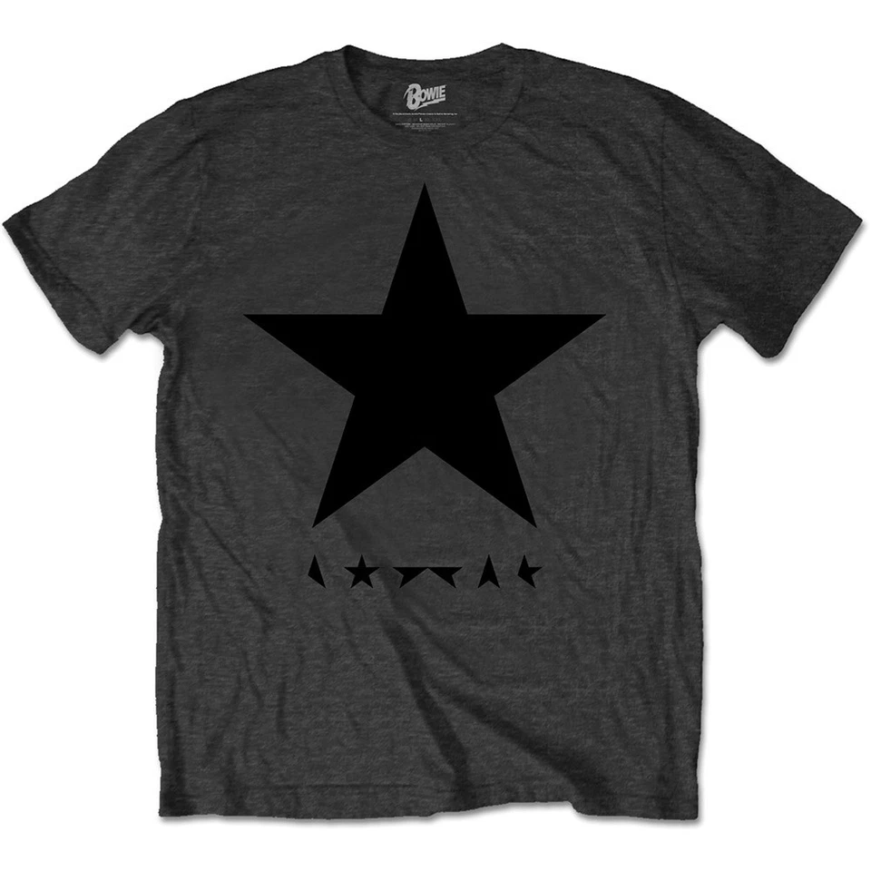 100% OFFICIAL MERCHANDISE David Bowie 'Blackstar (Noir sur Gris)' T-Shirt