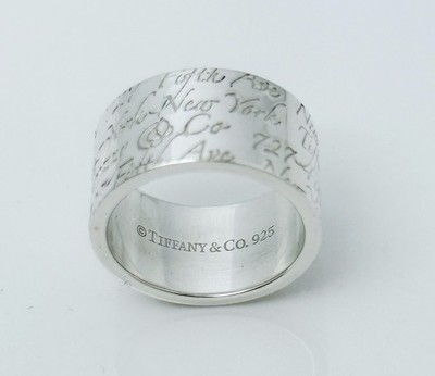 Size 4 Tiffany 727 Fifth Ave New York Notes Ring Wide Band in