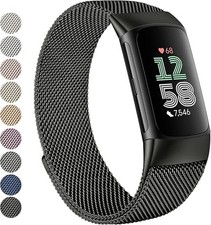 for Fitbit Inspire 6 Bands Women Men Stainless Steel Metal Mesh Loop