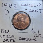 1982-D  BU  L D  LINCOLN  CENT PENNY  DDO   3.1g — photo 1