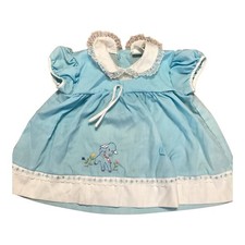 Vintage Girls Toddler Child Dress Cradle Togs Blue Lace Trim Accents Doll Baby