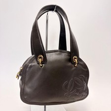 LOEWE Handbag Anagram Nappa Leather Dark Brown Vintage Authentic From Japan