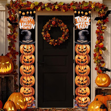 Halloween Banner Porch Sign Halloween Pumpkin Banner Trick or Treat Front Door D