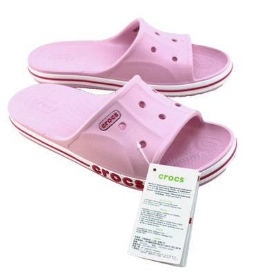 New CROCS Women's 10 Bayaband Pink with Raised Crocs Logo Unisex Slide Sandals