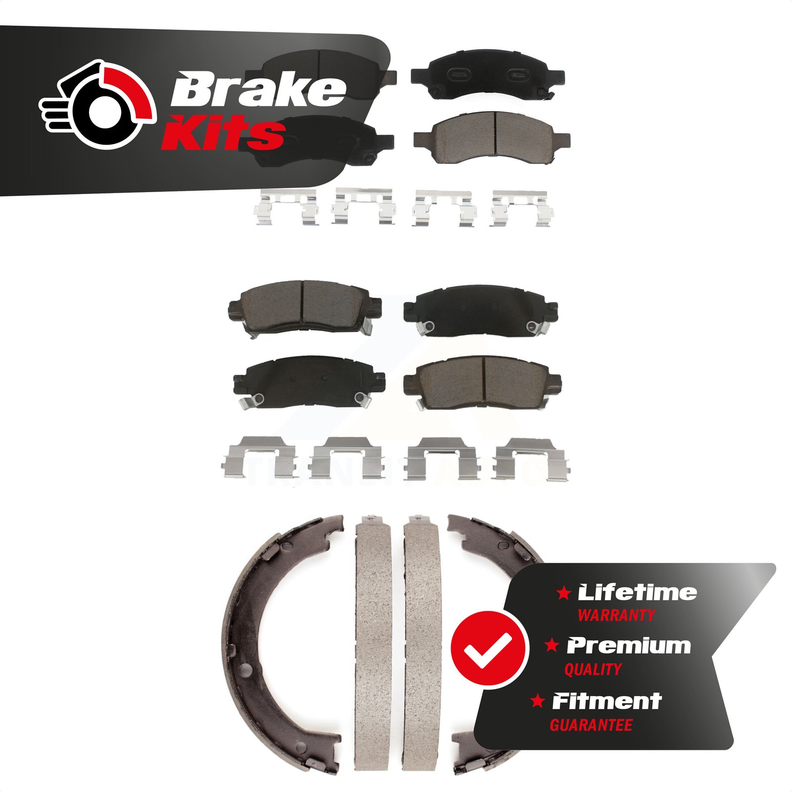 Front Rear Ceramic Brake Pads And Parking Shoes Kit For 2007-2016 GMC Acadia