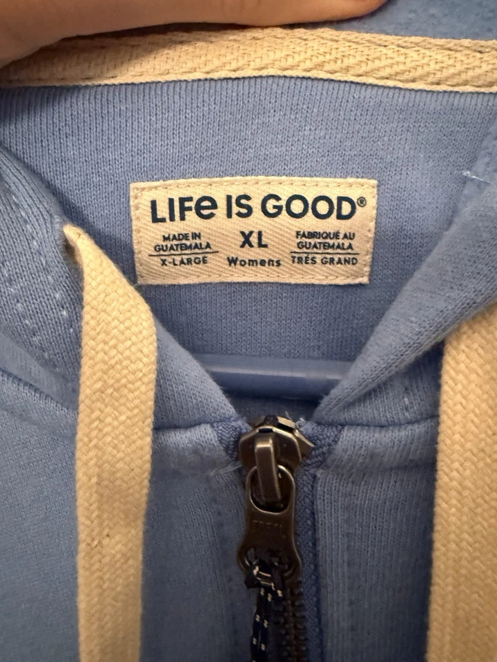Sudadera con capucha Life Is Good Simply True polar con cremallera, XL para mujer, azul aciano Foto 2 de 4