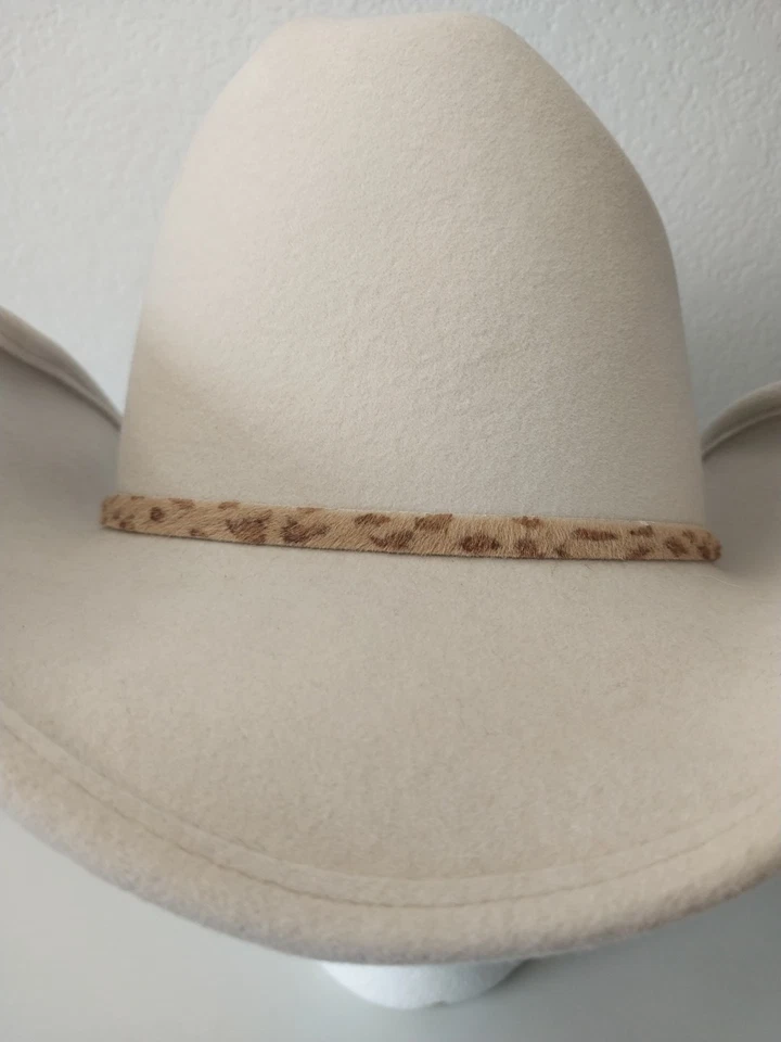 Sombrero de Vaquera Eric Javits Para Mujer Crema Beige Lana Stetson Rodeo Estampado Leopardo Foto 4 de 4
