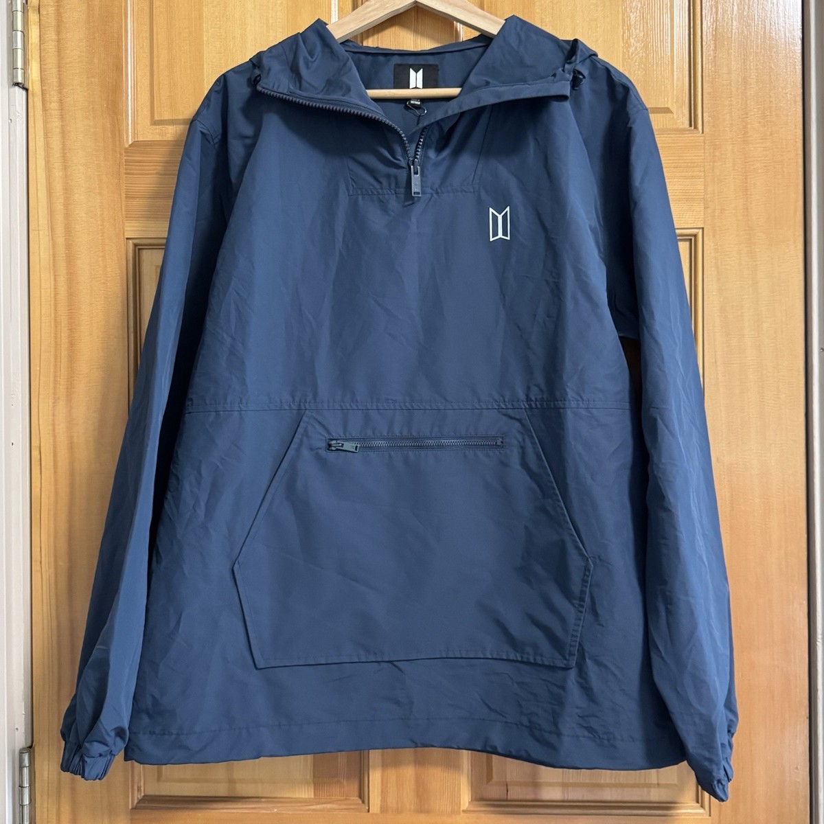 BTS Jimin Navy Blue Anorak Windbreaker Jacket Size Large Official