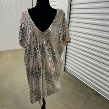 By Together Sequin Embellished Topper/Dress in Cream and Silver size L