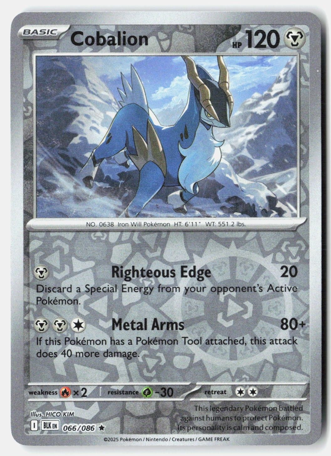 Cobalion 66/86 Black Bolt Pokemon TCG NM