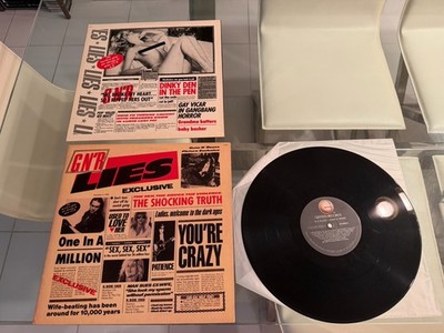 GUNS N  ROSES   LIES LP   VG+ ! 1989 ORIG 1st Press UNCENSORED Cover Wife Beater