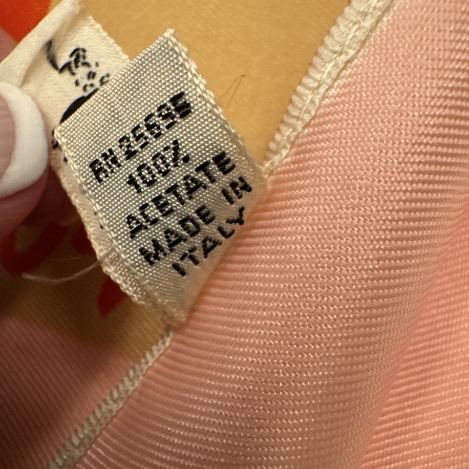 Vintage Vera Neuman Mod Acetate Scarf Red Pink Green Stripe Italy 13.5”X 64” - Image 3 of 4