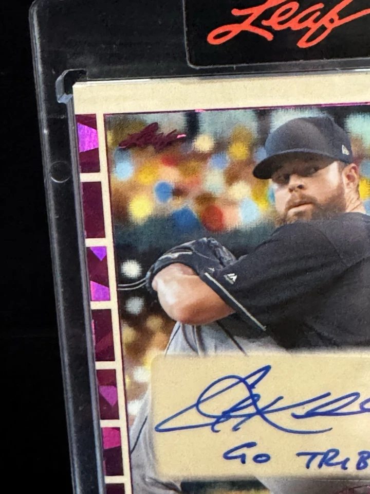 GO TRIBE - Cleveland’s Corey Kluber 2025 Leaf Seasons: CUSTOM AUTO 2/7 GO TRIBE - Image 3 of 4