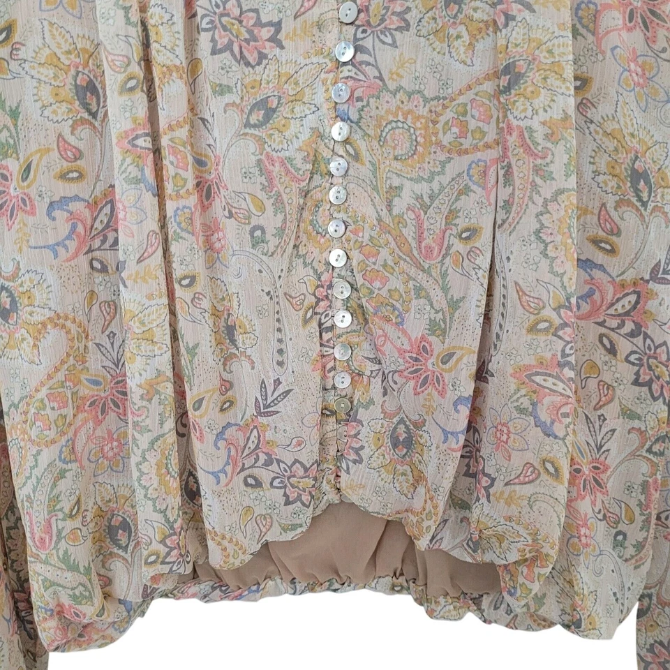 Dress Forum Los Angeles Paisley Blouse Womens Size M Lined Balloon Sleeve Boho - Image 4 of 4