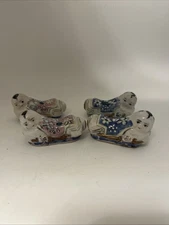 Rare Antique Chinese Porcelain Children Chopstick Rest Antique Blue Pink Set 4