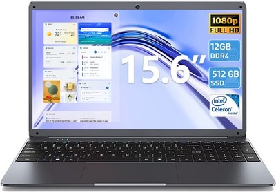 2026 SGIN 15.6in Laptop Intel N5095 12GB RAM 512GB SSD 5G WiFi  Up to 2.9GHz
